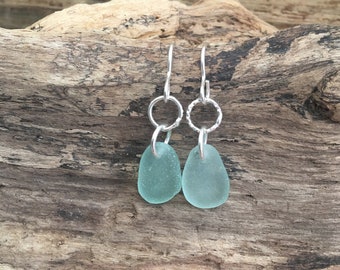 Scottish Sea Glass Frosted Seafoam Seaglass and sterling silver earnings
