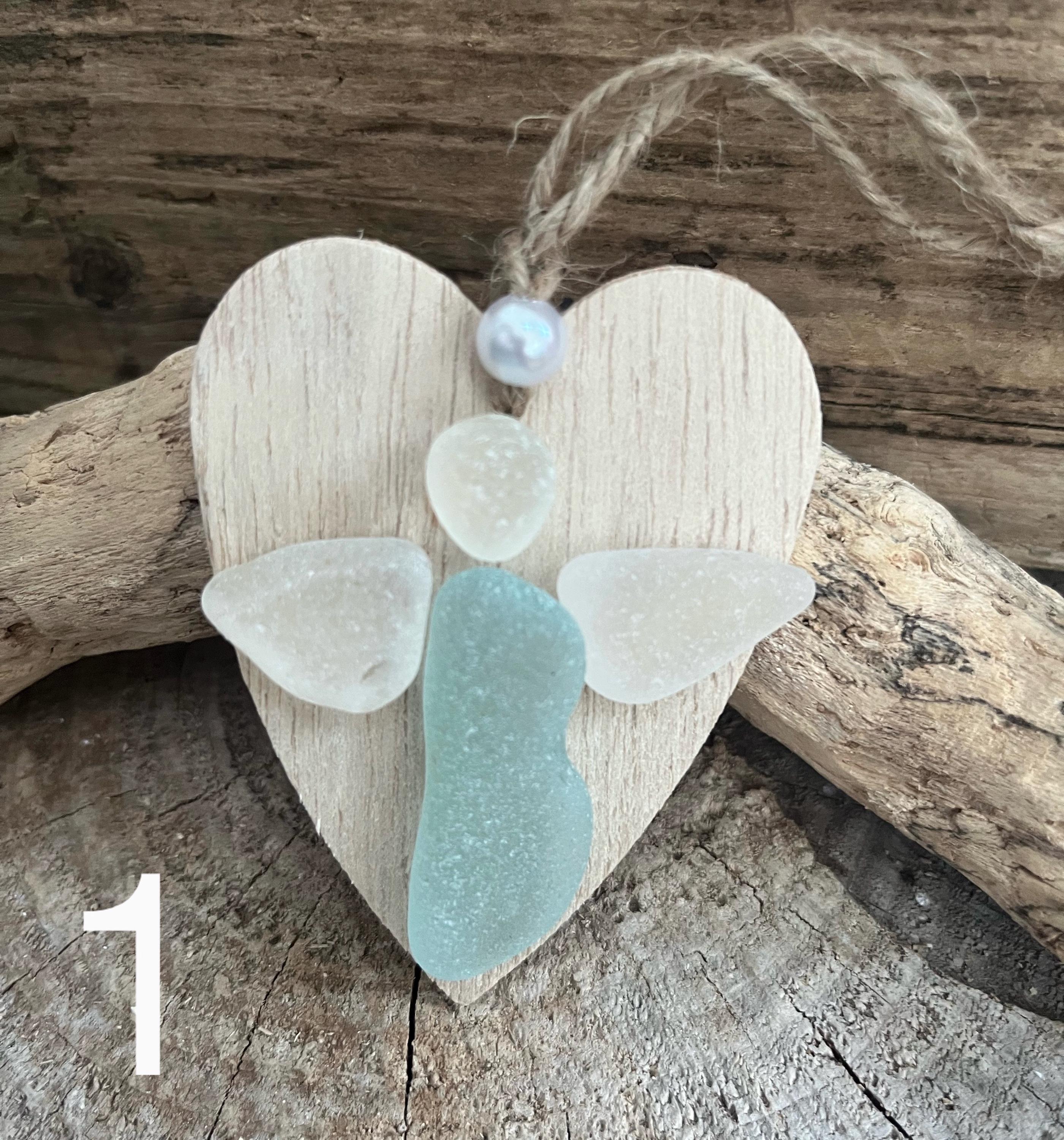 Scottish Sea Glass Guardian Angel Hanging Heart - Etsy