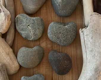 Natural Heart Shaped Beach Rocks Genuine Sea Stones