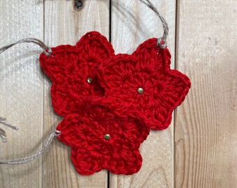 Hand Crocheted Christmas Star Ornament. Set of 27.