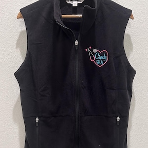 ACCORD thin Microfleece LADIES fit VEST/Nurse, Medical, Lightweight Warmth, Custom Heart Stethoscope Embroidery, Name and Credentials/scrub