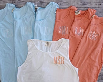 Monogrammed Tank Top NO Pocket/Comfort Colors/Unisex/Garment Dyed/Summer Tank/Personalized Gift