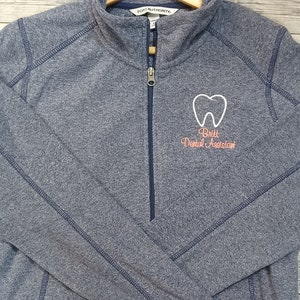 Microfleece/HEATHERED LADIES Fit/ Medical Jacket, Lightweight, Full Zip, Custom Embroidered with Dental Design/Sweater/scrub/office gift/DDS