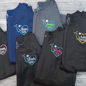 Lightweight Medical Jacket with Custom Personalized Heart Stethoscope Embroidery/Wonder Wink Full Zip scrub jacket/Office Gift