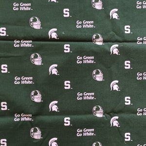 Michigan State university Spartans Cotton Fabric 1 1/2 Yards Pattern# MIST 098 NCAA