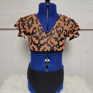 Halloween novelty mesh flutter sleeve dance set. Girls Dancewear. Dance Photo Shoot. Dance Convention. Halloween Dance Set.