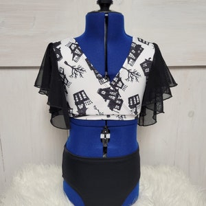 Spooky Mansions Halloween Flutter Sleeve Dance Set. Girls Dancewear. Dance Class. Dance Photo Shoot. Halloween Dance Set. Dance Convention.