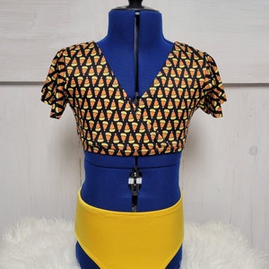 Candy Corn 2 piece Flutter Sleeve Dance Set, Girls Dancewear, Dancewear, Dance Class, Photo Shoot, Halloween Dance Set