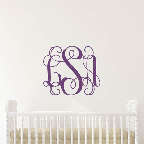 Wall Monogram Decal Monogram Wall Decal Vinyl Monogram for Etsy