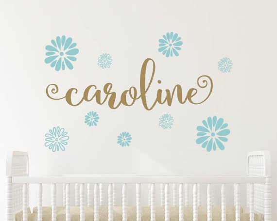 Flower Wall Decals Floral Wall Decal Floral Decals Teen Girl Room Decor Teen Girl Wall Art Mint Nursery Aqua Nursery
