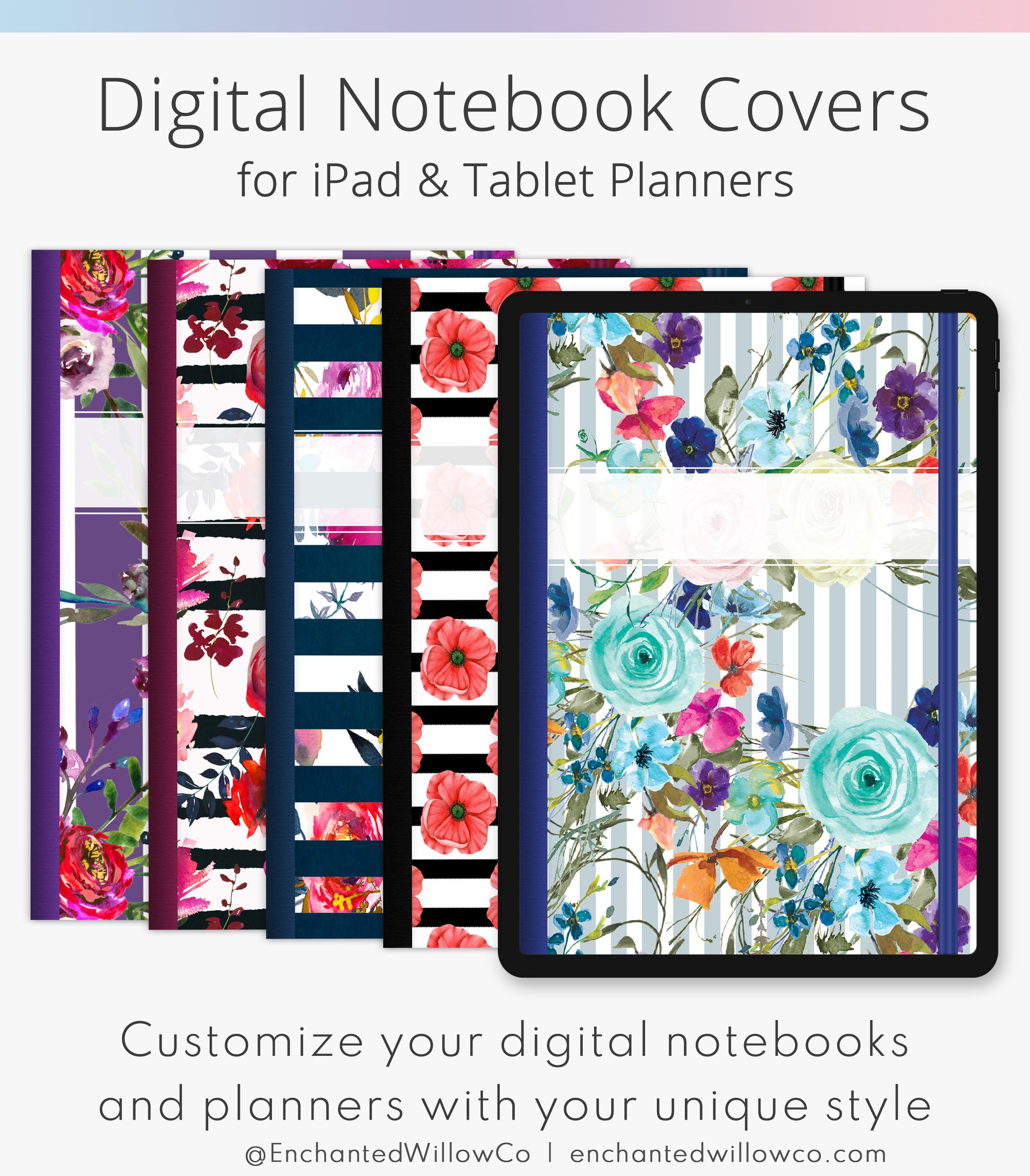 5 Digital Notebook Covers GoodNotes cover template for Etsy