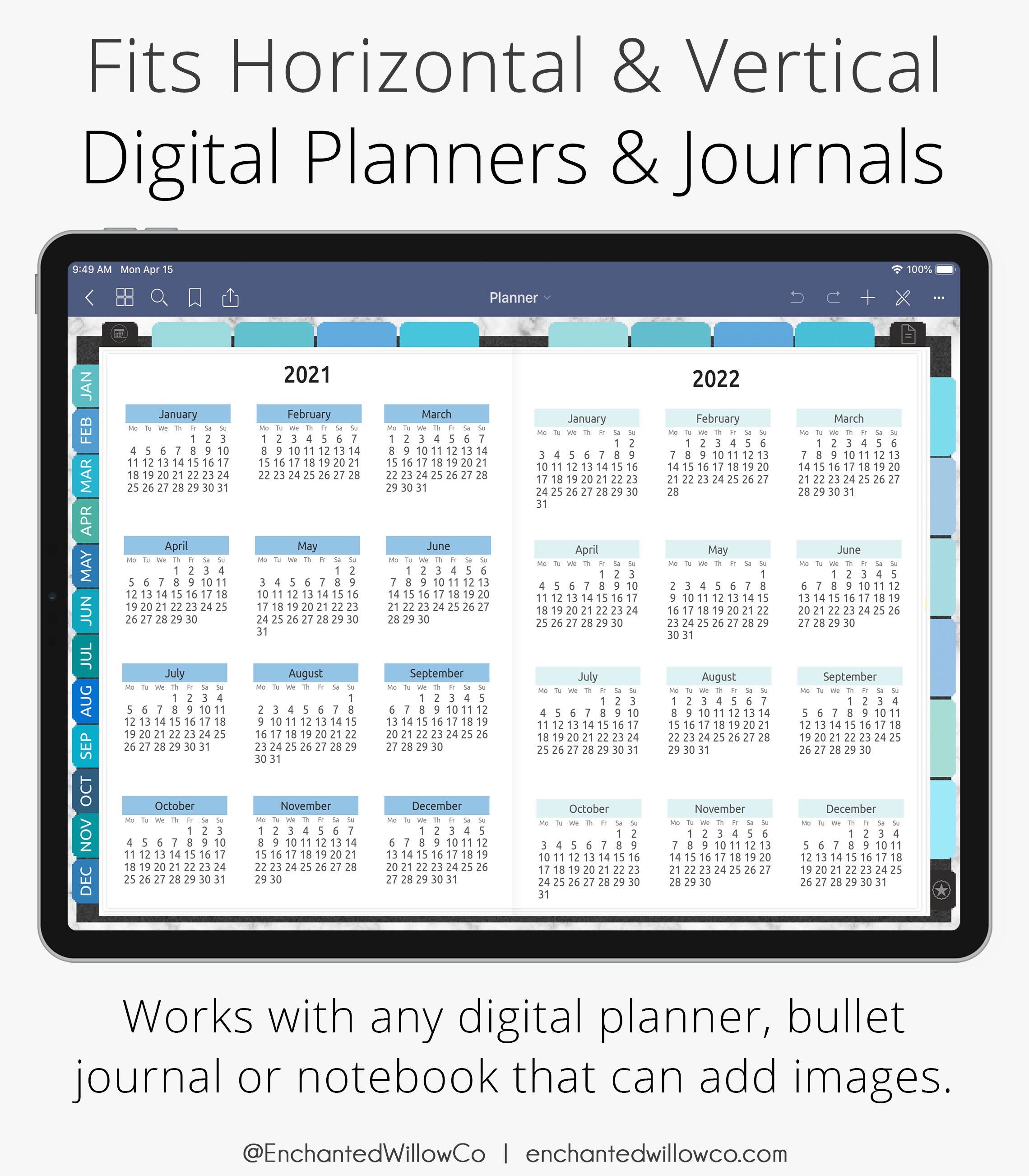2021 2025 Yearly Calendar Digital Planner Insert for Etsy