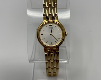 Vintage Seiko 1N00 0A99 Gold Tone Ladies Cocktail Watch Quartz | Dainty Retro Dress Watch Gift for Her | New Battery