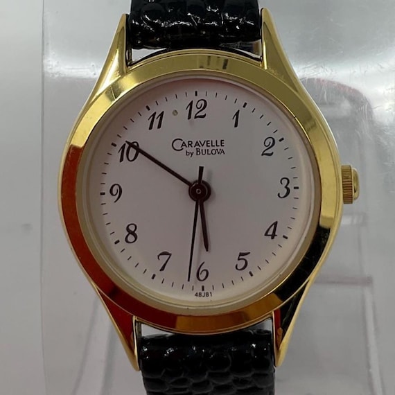 Caravelle by Bulova Gold Tone White Arabic Dial Black  display picture 1