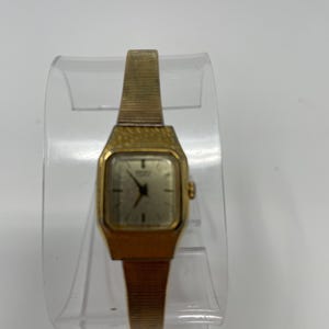 Vintage Seiko 2C20-5780 Tank Watch – Gold Tone Women’s Quartz Analog 6″ – Square Case – New Battery – Retro Dress Watch
