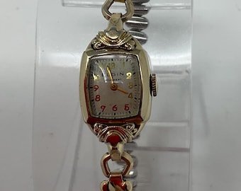 Vintage 10K RGP Elgin Deluxe Classic Womens Womans Gold Square