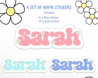 Name Stickers For School, Die Cut Name Sticker, Custom Name Sticker, Name Stickers For Water Bottles, Kids Name Labels, Daisy Name Sticker
