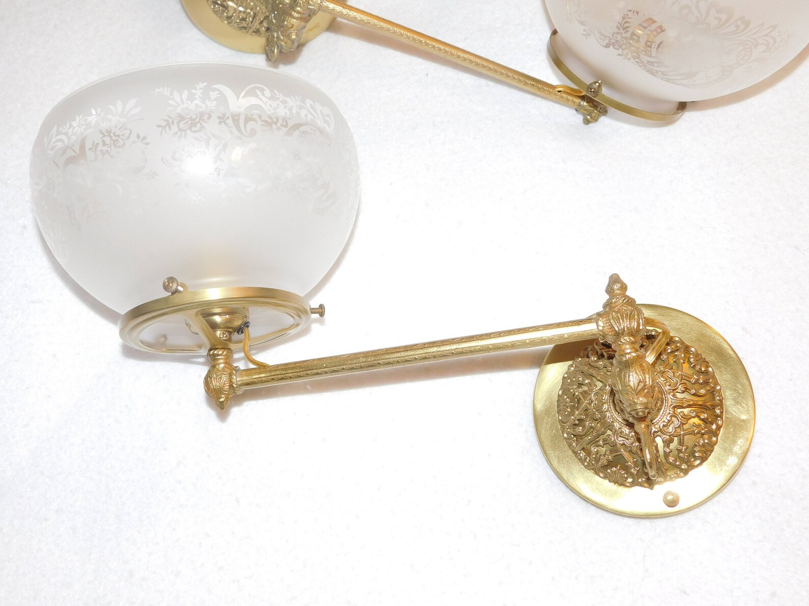 Antique Elegant Victorian Brass Pair Of Swing Arm Wall Sconces Etsy