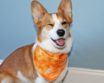 Orange Ice Dye Dog Bandana