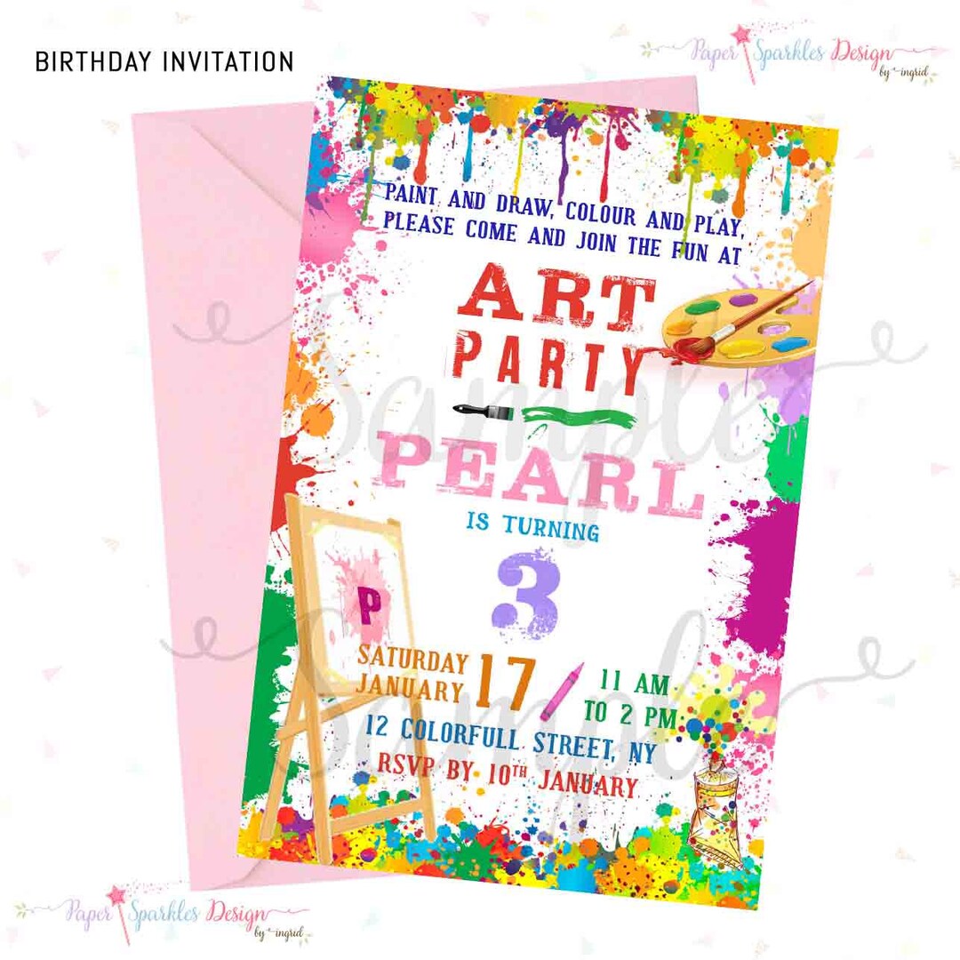 ART CRAFT Birthday Party Invitation Etsy