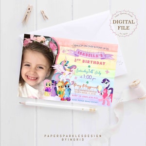 Invitación personalizada de cumpleaños de Pony Cartoon