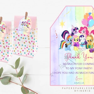 Gepersonaliseerde PONY Cartoon Dank U Tags / Partij Gunst Tags