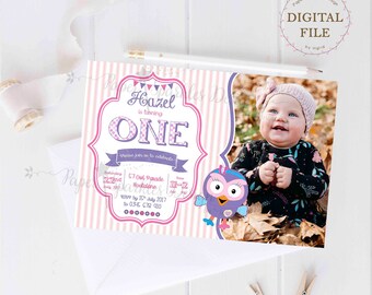 Personalized OWL Birthday Invitation with photo