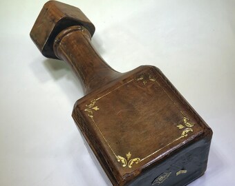 Leather Decanter Made in Italy Vintage Barware