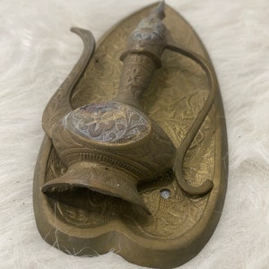 Door Knocker Vintage Brass Ornate Paisley Embellished Moroccan Middle Eastern Design