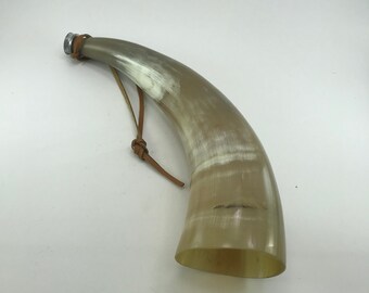 Horn Powder Flask Large 12&quot; Military Costuming LARP