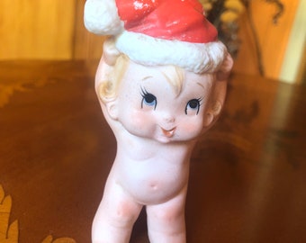 Kewpie Boys Vintage Baby Bisque Santa Figurine Japan Buyer&#39;s Choice