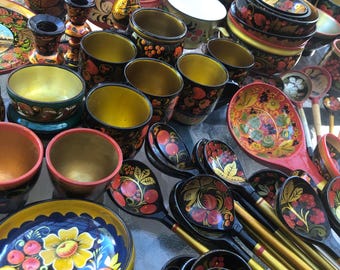 Khokhloma BOWLS Vintage Russian Wares Assorted Styles Buyer's Choice