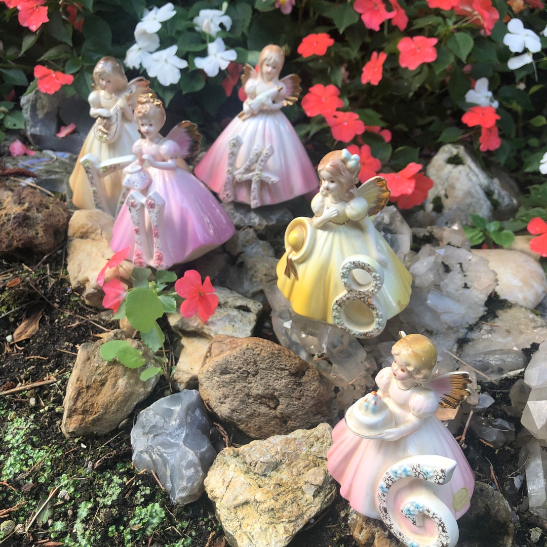 Vintage Josef Originals Birthday Angel Figurine: Hand-painted