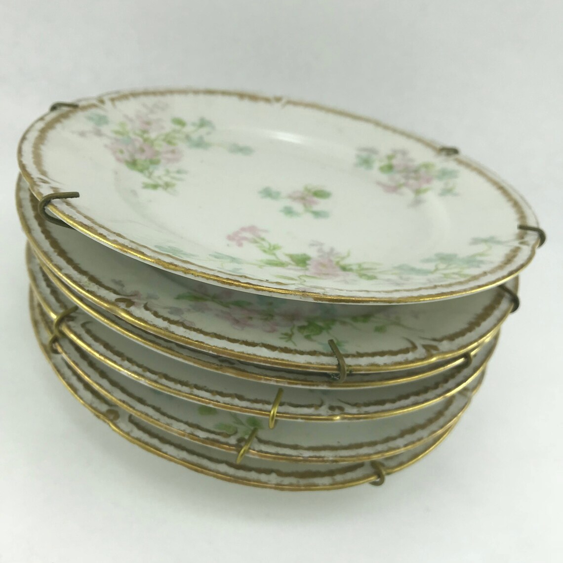 Set of 6 Plates Haviland Limoges Gda France Handpainted Gold Etsy