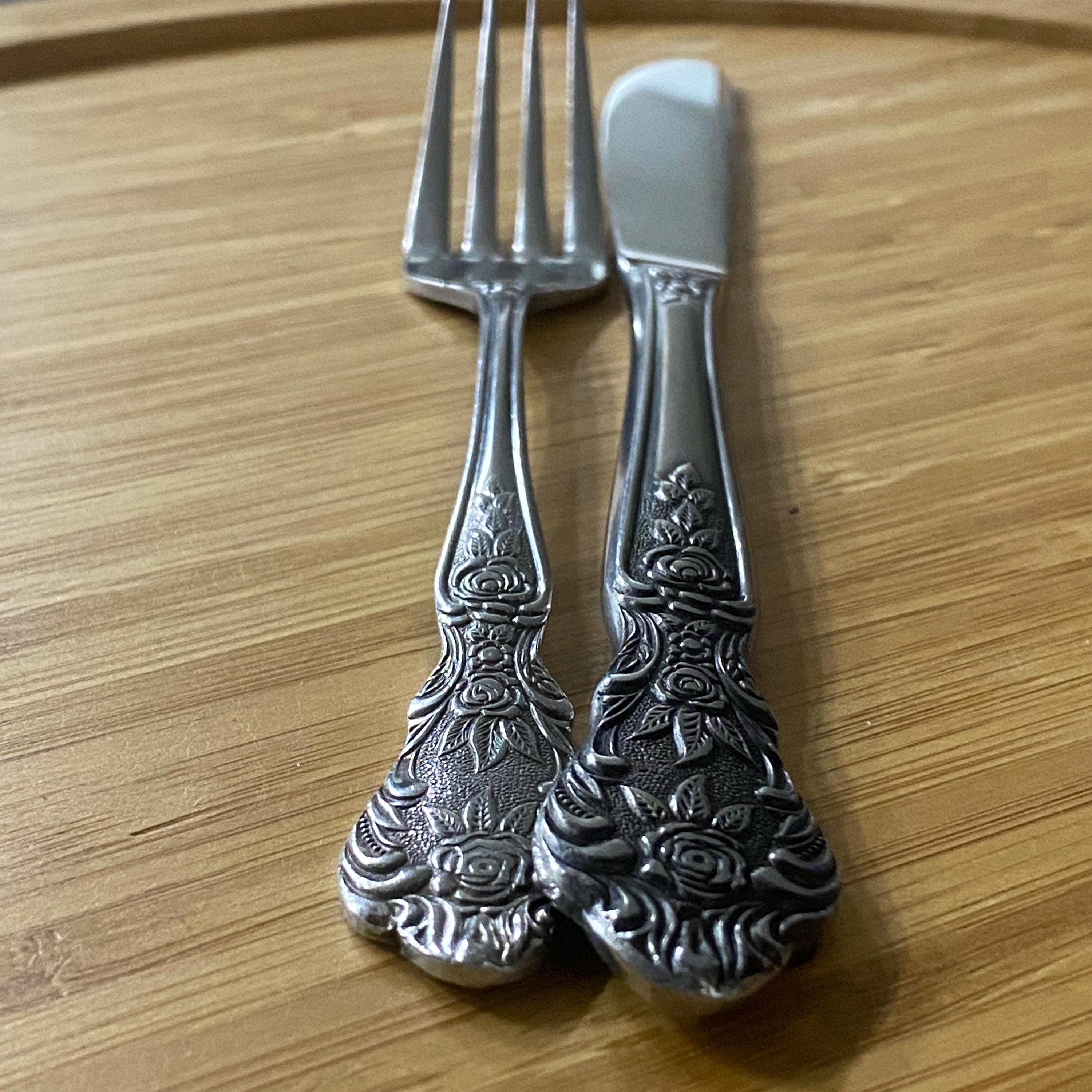 NORMANDY ROSE Patterned Vintage Stainless Steel Flatware Japan