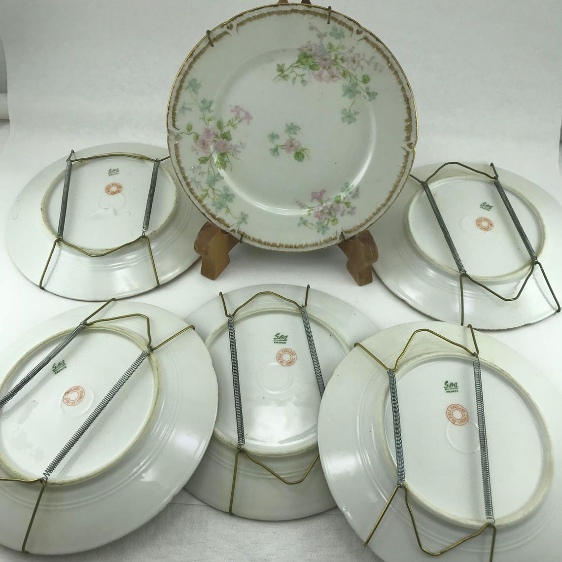 Set of 6 Plates Haviland Limoges Gda France Handpainted Gold Etsy