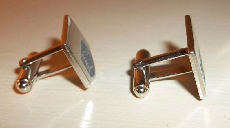 Vintage 1960s Signed ANSON Eagle Cufflinks Set Silver Tone Metal /& Gray Enamel