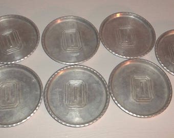 Vintage Hand Forged by Everlast Metals Set of 7 Coasters Trinket Monogrammed I