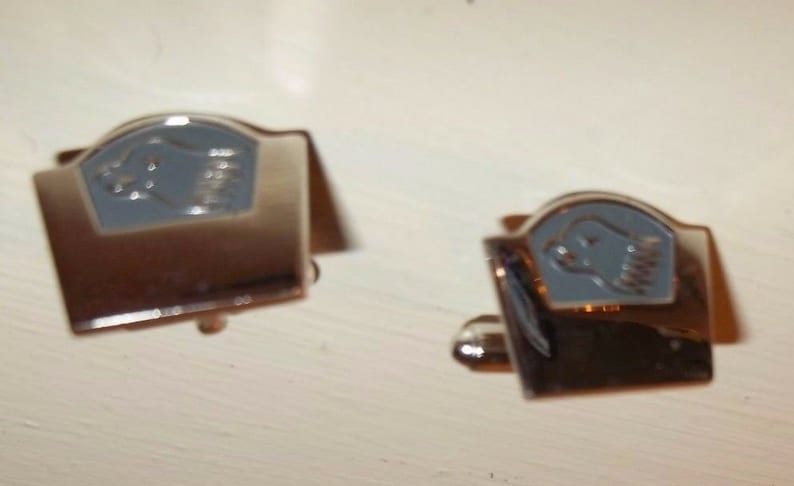 Vintage 1960s Signed ANSON Eagle Cufflinks Set Silver Tone Metal /& Gray Enamel