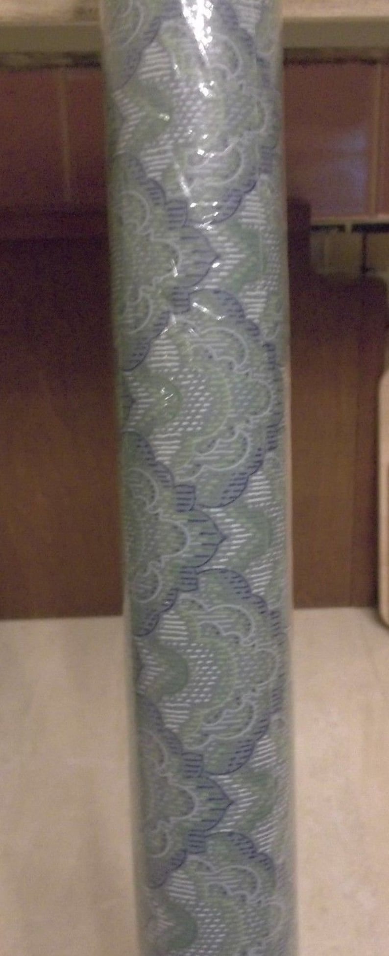 New Old Stock Schumacher Wallcovering Wallpaper Paper 9 Yards Art Deco Blue Green