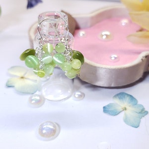 Adorable Green Grape Bunch Sterling Silver Dangle Earrings