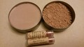 Tinted moisturizer powder and hibisbus lip balm made with raw Organic camelia seed oil Shea butter