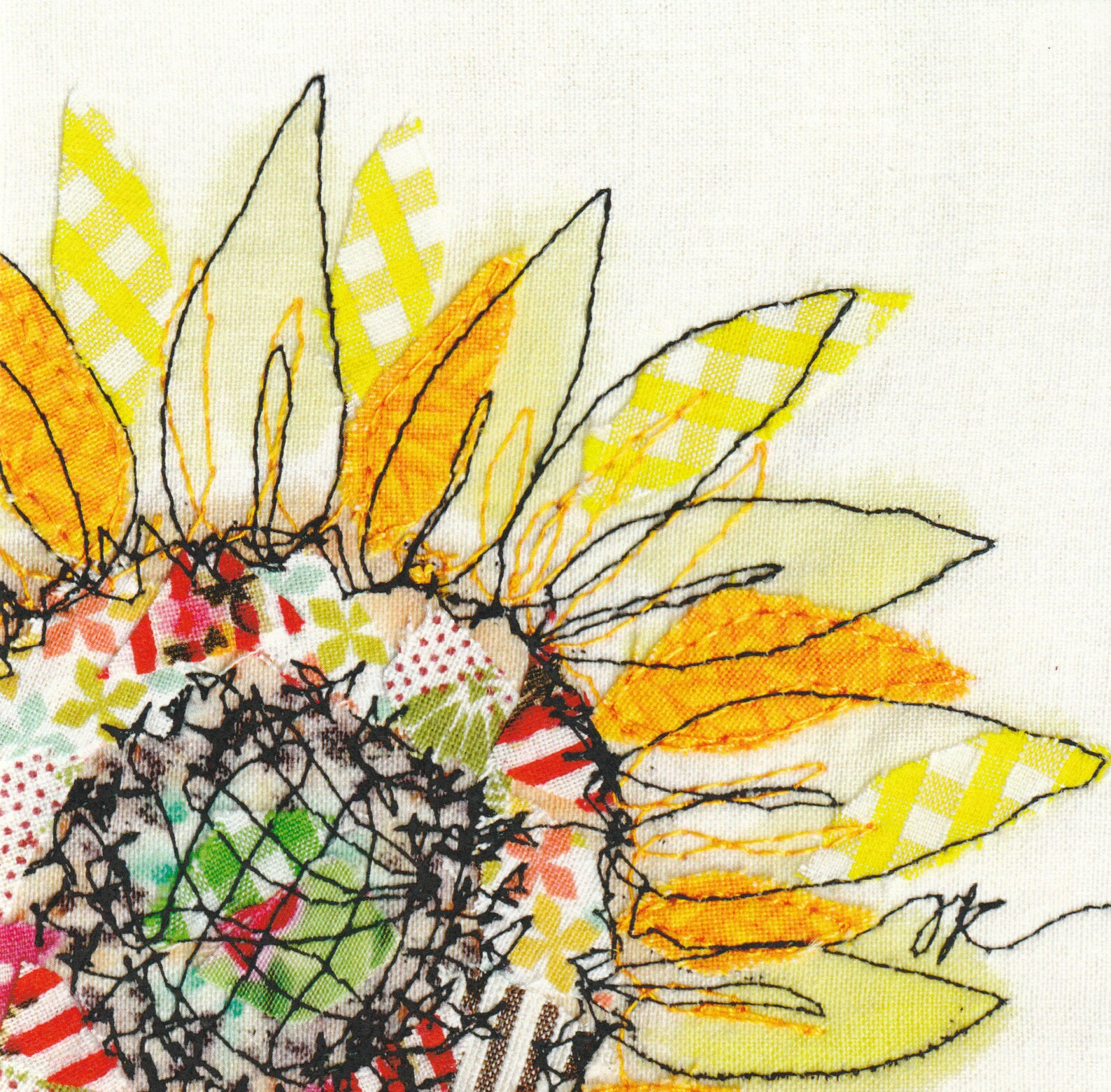 Sunflower Embroidery Art Card Print of Original Embroidery Etsy