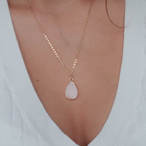 Rose quartz necklace gold, Rose quartz crystal pendant, longlasting real gold plated, long necklace gold, october birthstone jewellery.