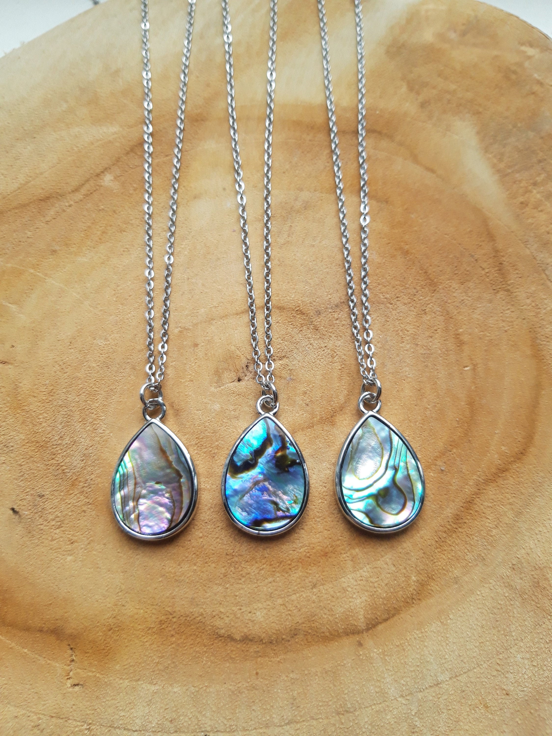 Buy Sterling Silver and Triangle Shaped Abalone Shell Necklace Online in  India - Etsy