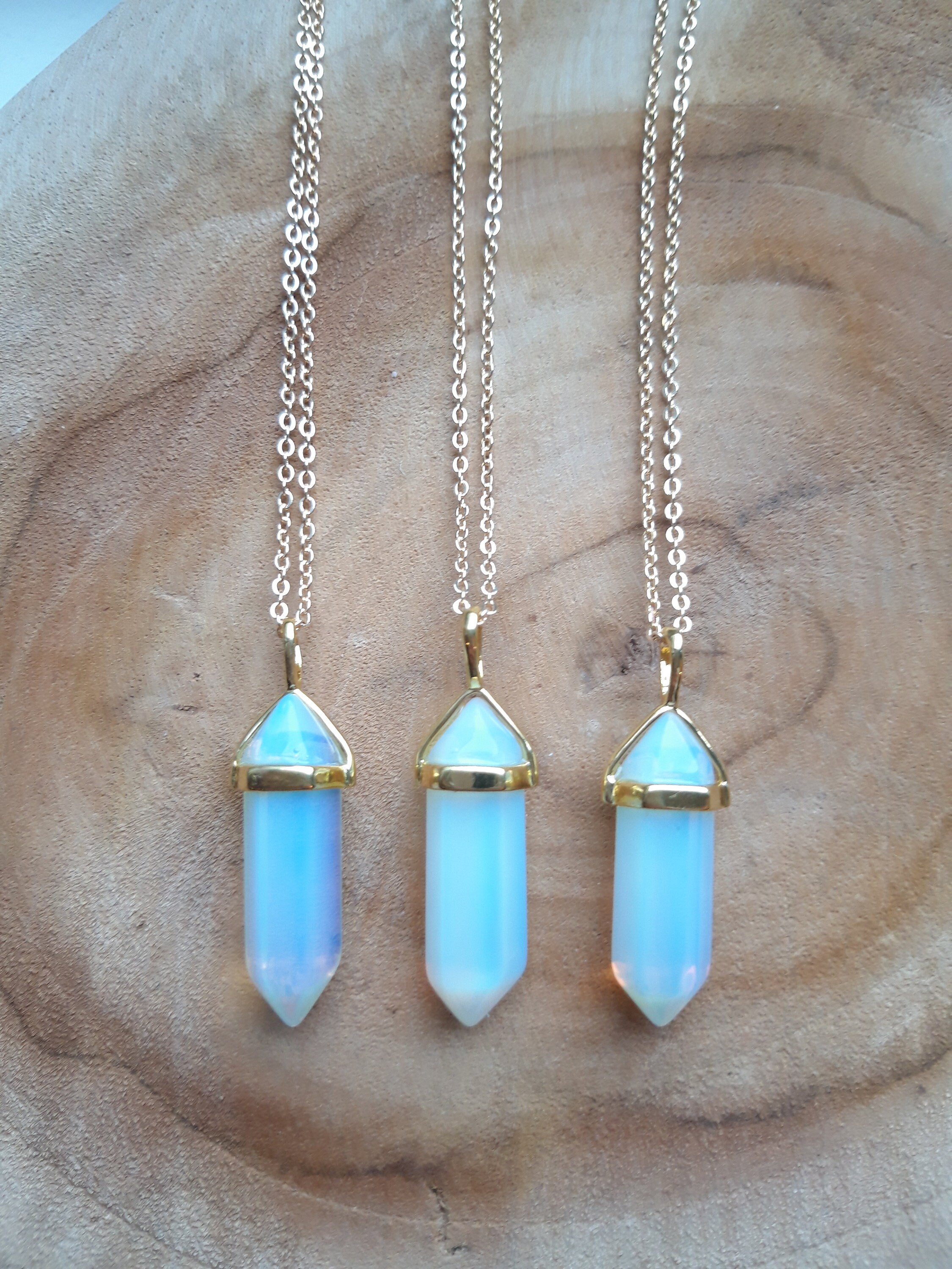 Stone/Crystal Holder Necklace with Opalite Crystal - Crystal Junkie