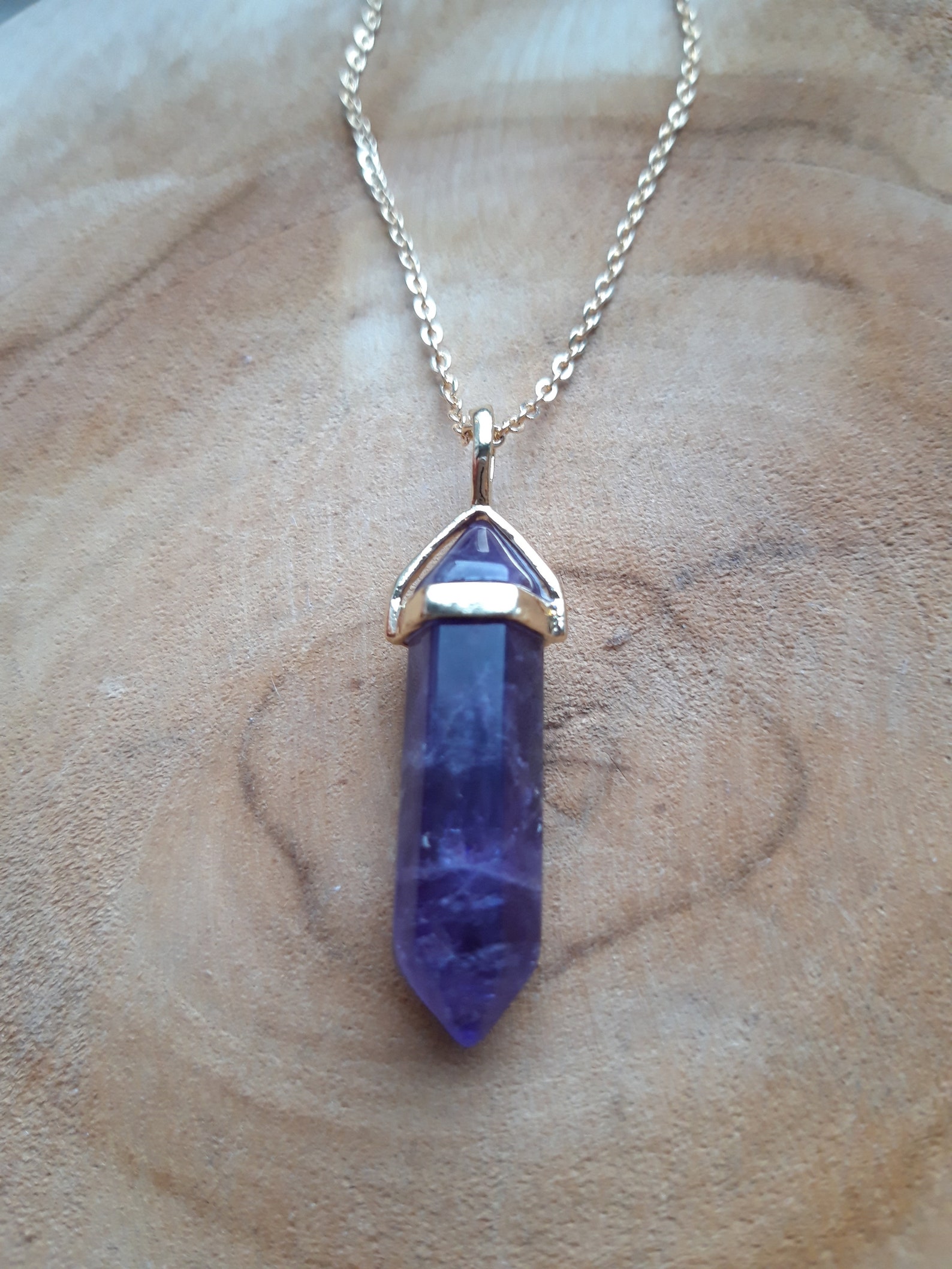 Amethyst Necklace Gold Amethyst Crystal Pendant Longlasting Etsy India