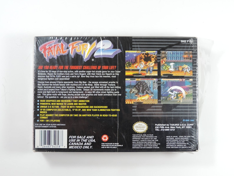 No Game,box and internals only Fatal Fury 2 for Snes