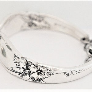 October Birthday Flower Orchid Spoon Bracelet 14th Anniversary Flower Flatware Jewelry &quot;White Orchid&quot; Year 1953 OPTIONAL Mood Charm
