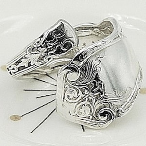 Silverware Ring Stunning Ornate Antique Vintage Spoon Ring Spiral Bypass Band Style &quot;Alhambra&quot; Year 1907 Made From Flatware Handle